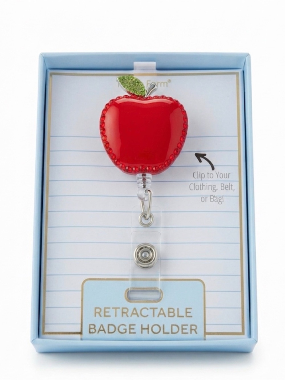 NWT ⚜️🍎⚜️ True To Form Red Apple Retractable Badge Holder